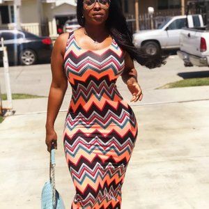 Zig Zag Design Bodycon Dress